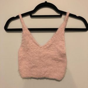 Fuzzy Pink Retro Crop Top